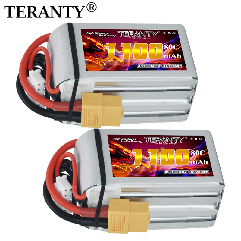Drone Power Bank - TERANTY 4S 1100mAh 80C/160C Lipo Batterij